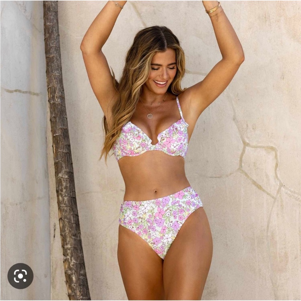 Cupshe Floral Pink Bikini Set
